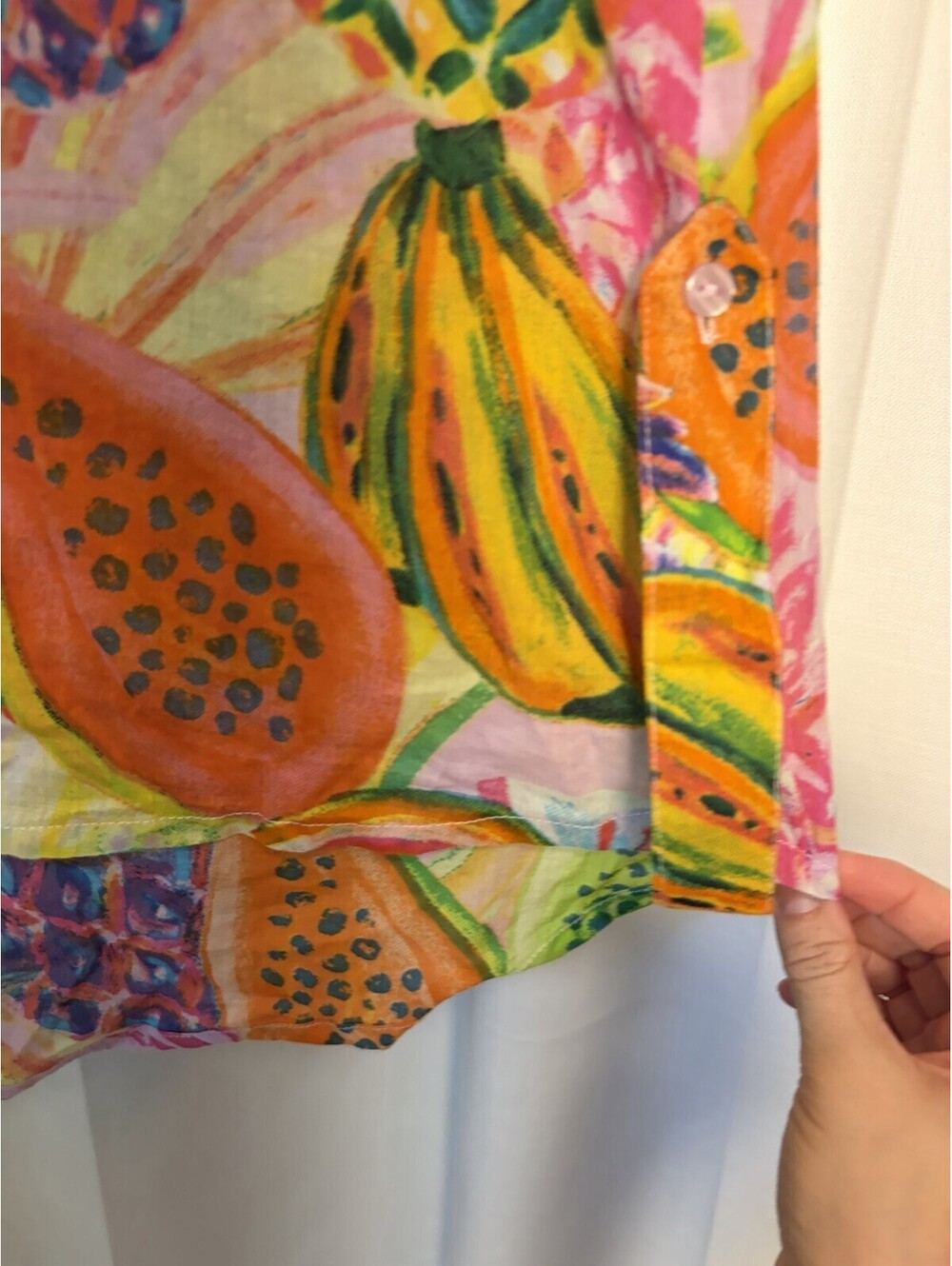 Anthropologie True Destinations Cotton Colorful Fruit Printed Tunic Blouse Med. - Picture 7 of 7